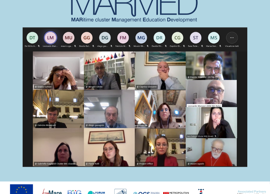 Grande Successo per il workshop “I principali strumenti di Cluster Management per l’ecosistema mediterraneo della Blue Economy” organizzato nell’ambito del progetto MARMED